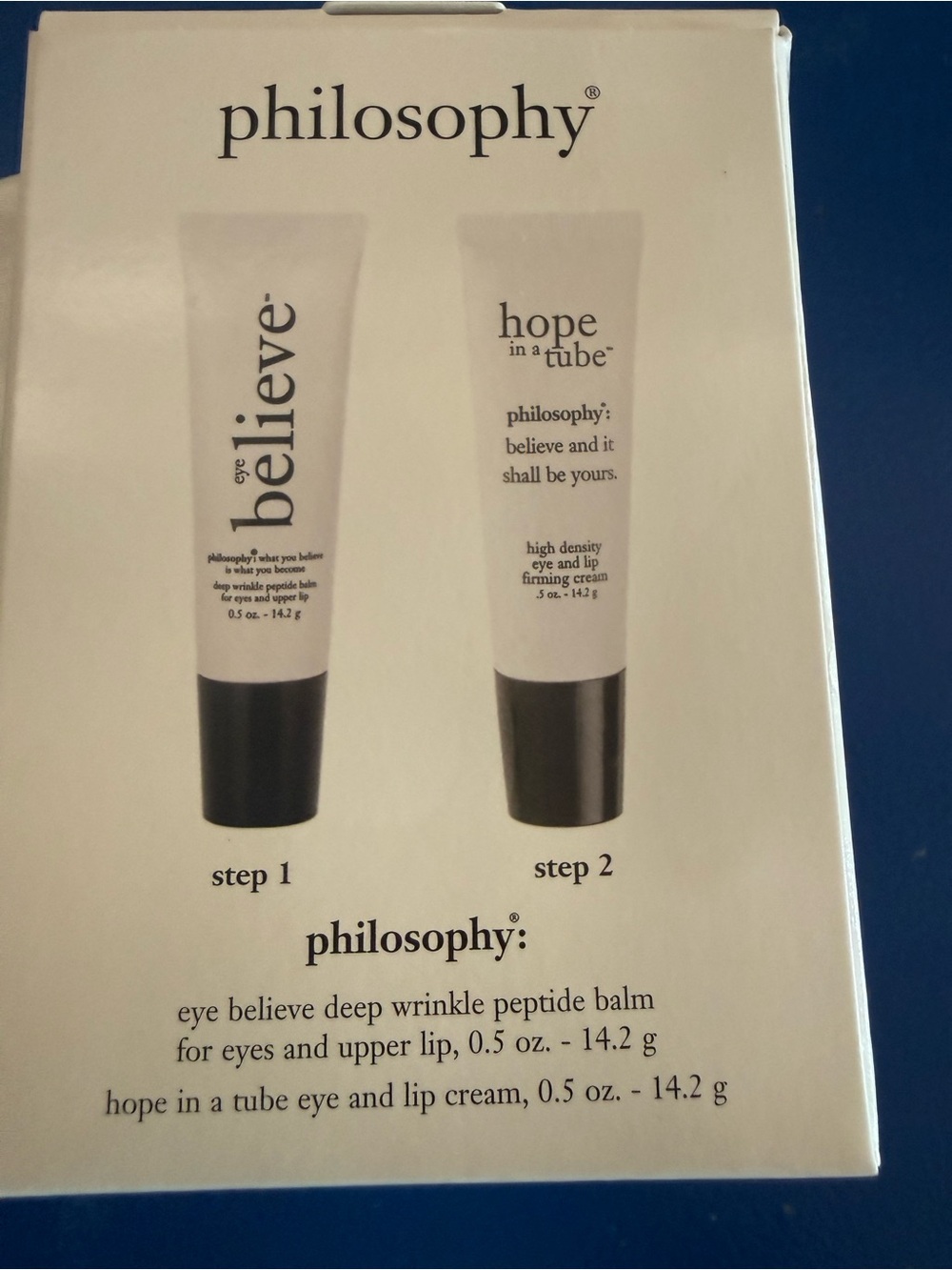 Philosophy Eye Believe & Hope In A Tube 2-Step Eye Lip Cream Set NEW Sealed